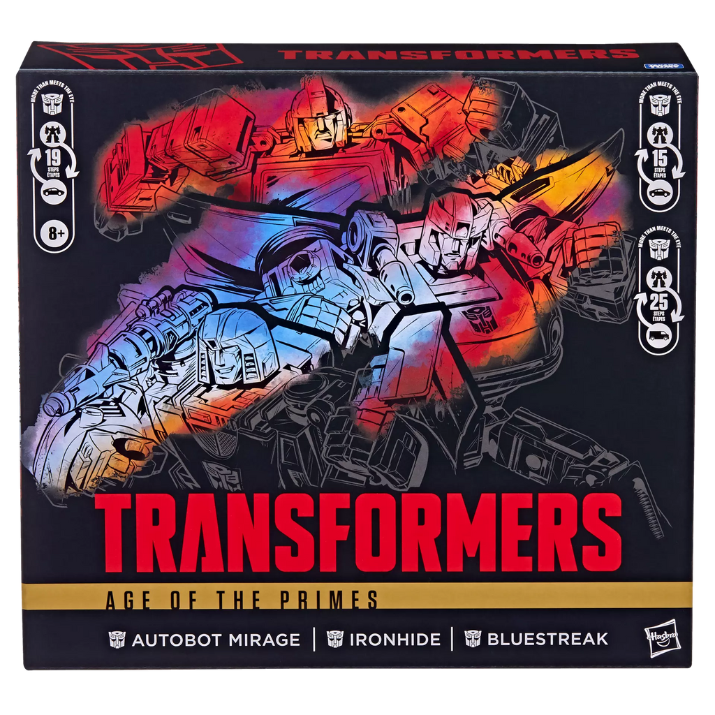 Transformers Age Of The Prime: Mirage, Ironhide och Bluestreak Actionfigurer