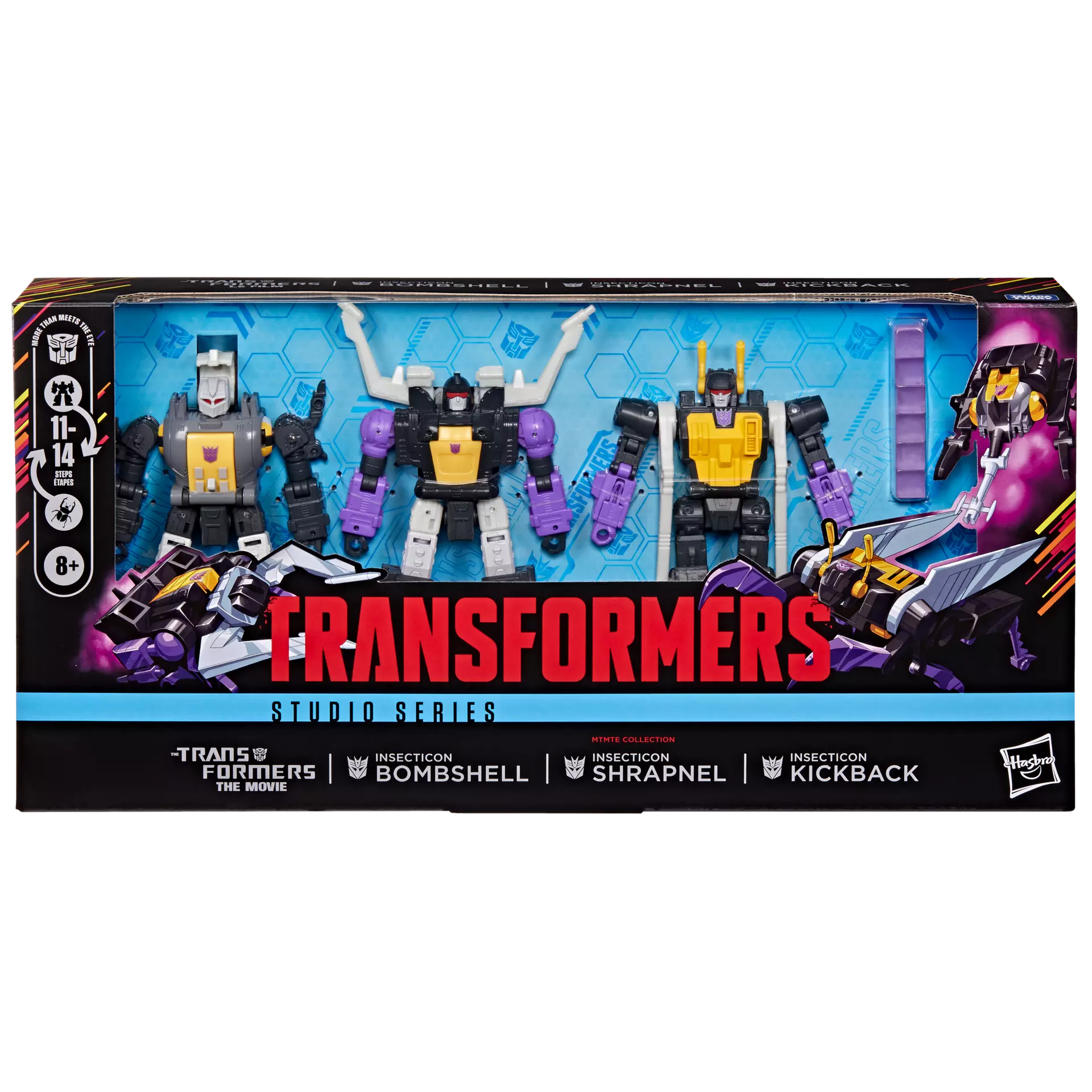 Transformers The Movie Mtmte Insecticons Bombshell, Shrapnel och Kickback Actionfigurer