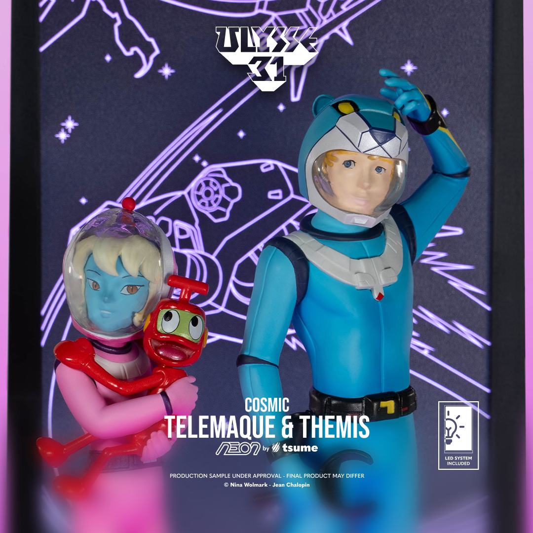 Ulysse 31 Telemachus och Themis Kosmisk Version Neonfigur