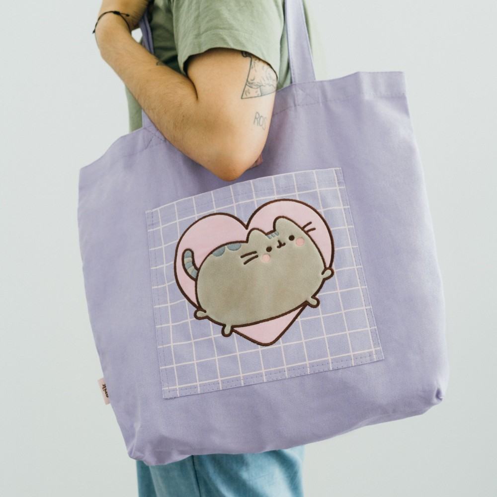 Pusheen ögonblick shoppingväska i canvas med tryck och ytterficka