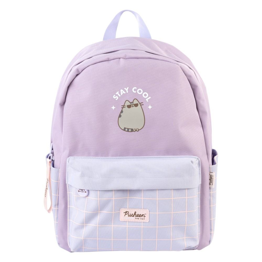 Pusheen Moments Ryggsäck med halvmåneformad dragkedja och flera fickor, tillverkad i polyester