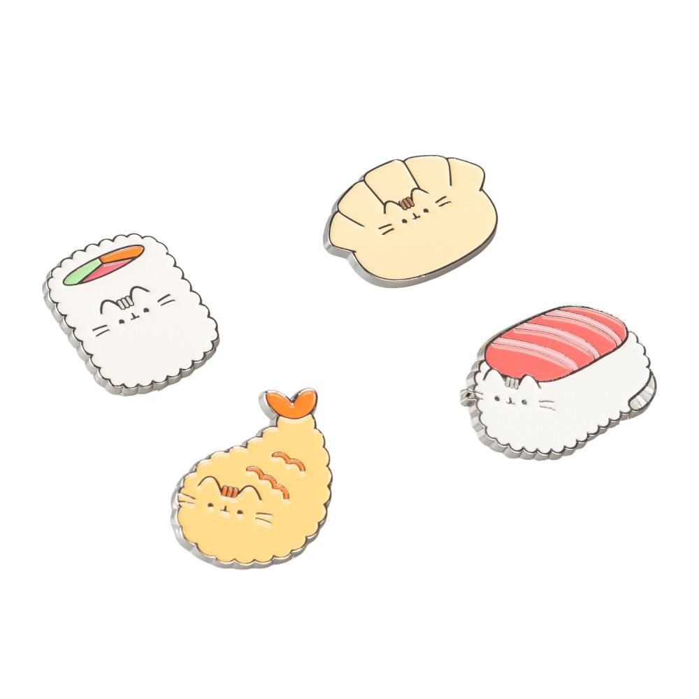 Pusheen Sushi-rulle Pinset med 4 emaljerade nålar i zinklegering