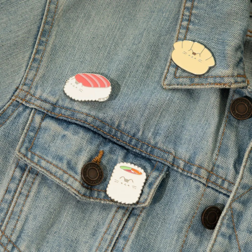 Pusheen Sushi-rulle Pinset med 4 emaljerade nålar i zinklegering