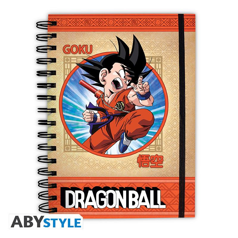Dragon Ball Goku Spiralbundet Anteckningsblock med Färgad Spiral och Elastiskt Band