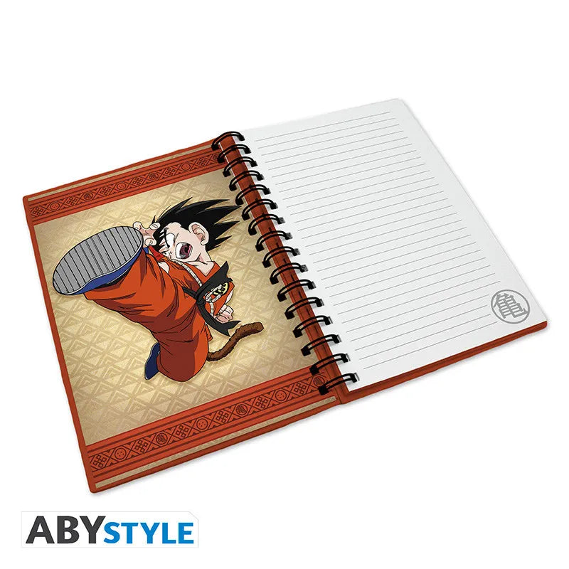 Dragon Ball Goku Spiralbundet Anteckningsblock med Färgad Spiral och Elastiskt Band