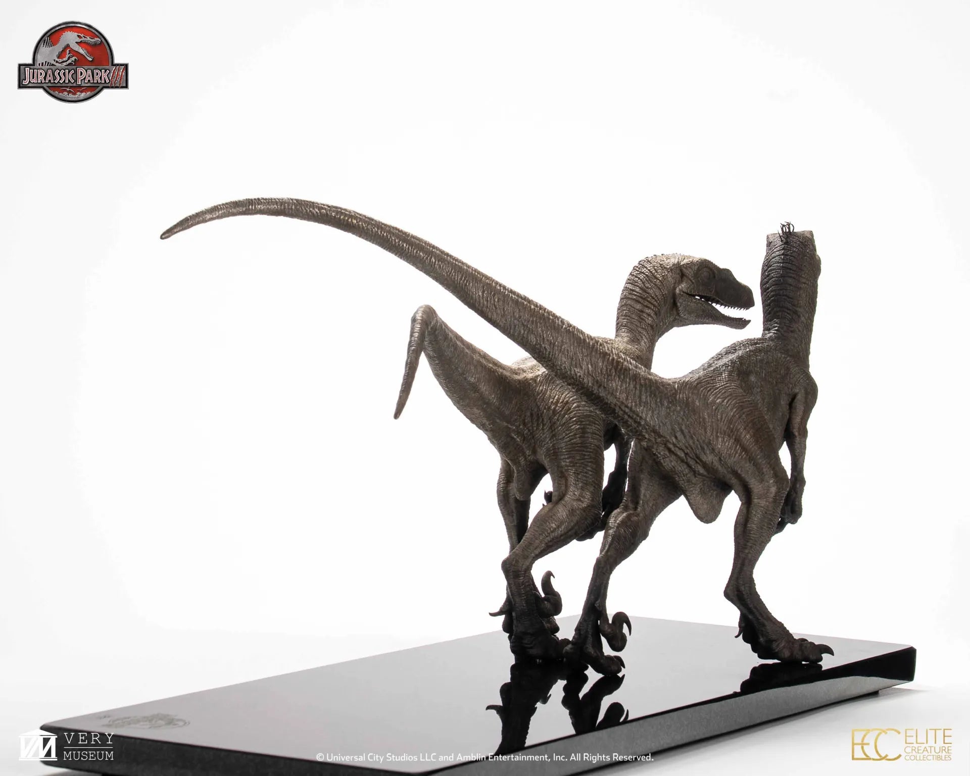 Jurassic Park - 3-pack Velociraptorer i brons, skala 1/8