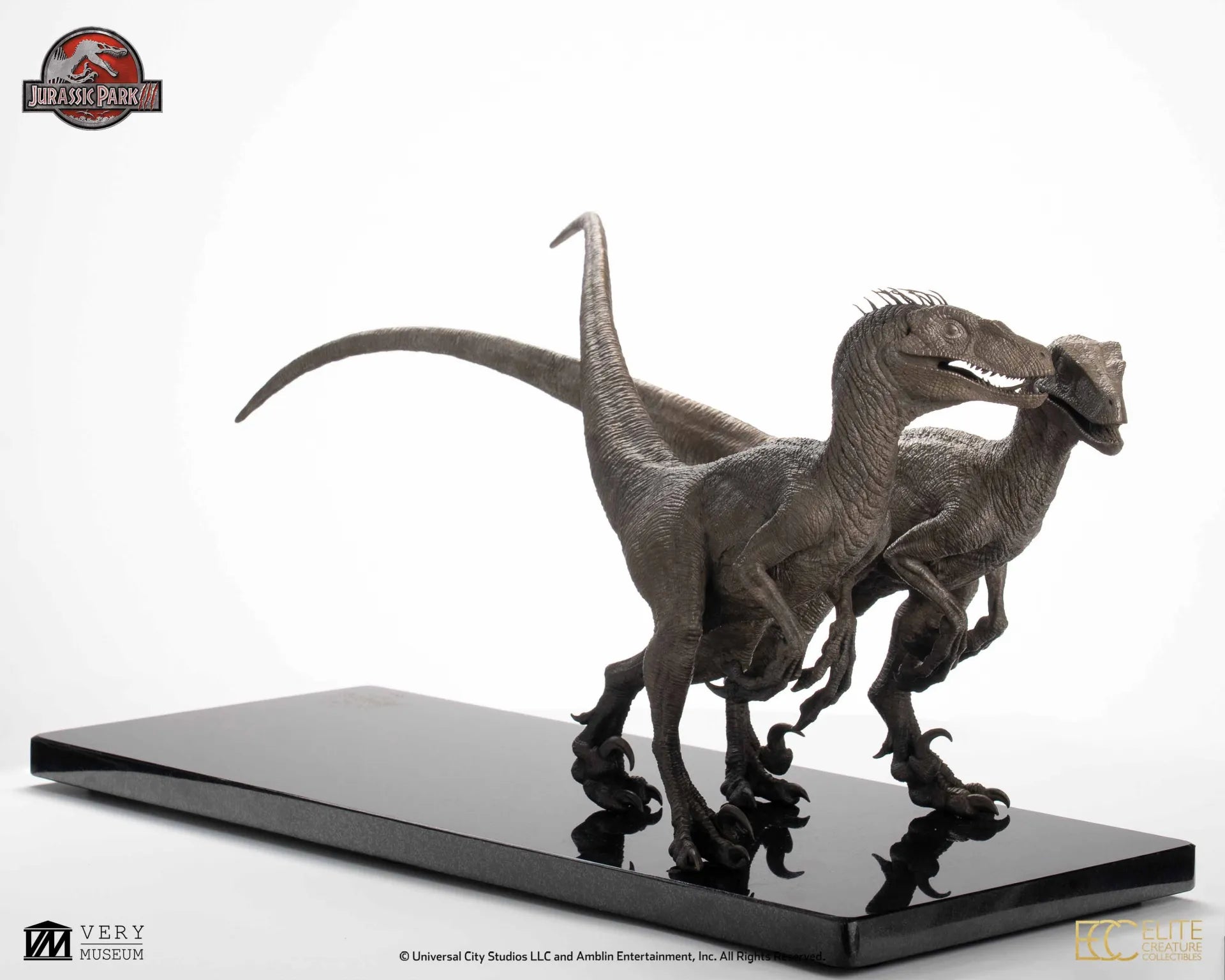 Jurassic Park - 3-pack Velociraptorer i brons, skala 1/8