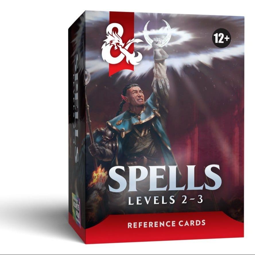 Dungeons & Dragons referenskort för besvärjelser (nivå 2–3) på engelska