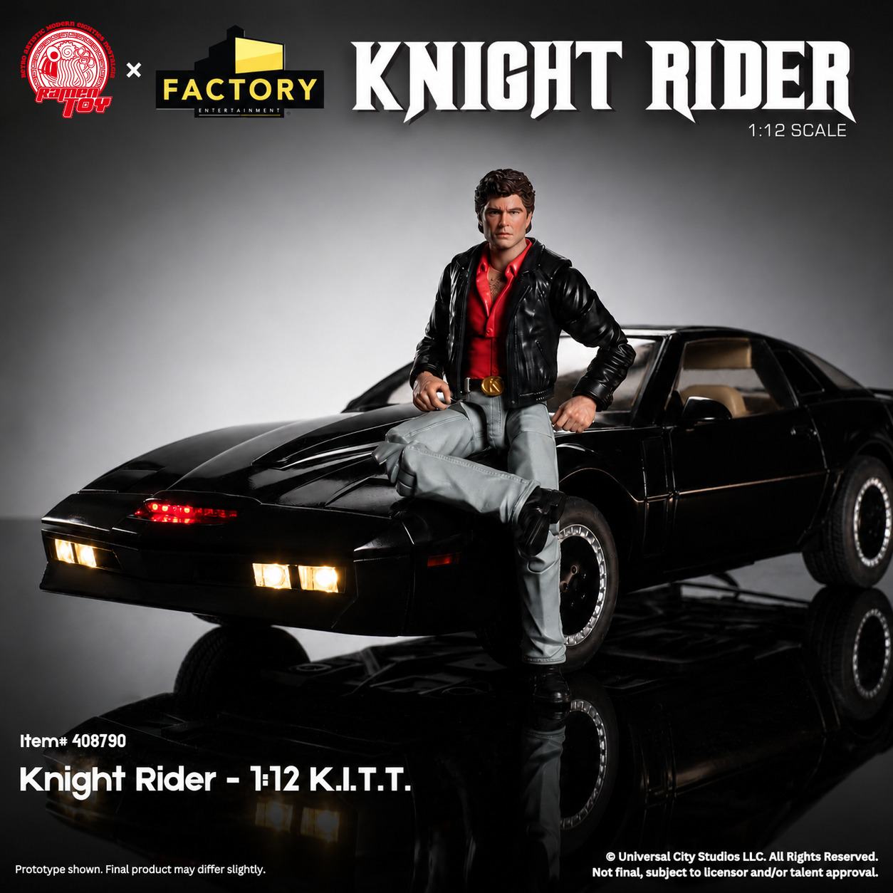 Knight Rider K.I.T.T. Vehicle & Michael Knight Actionfigur i skala 1:12