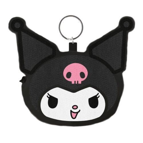 SANRIO KUROMI FACE FLUFFY COIN PURSE KEYCHAIN