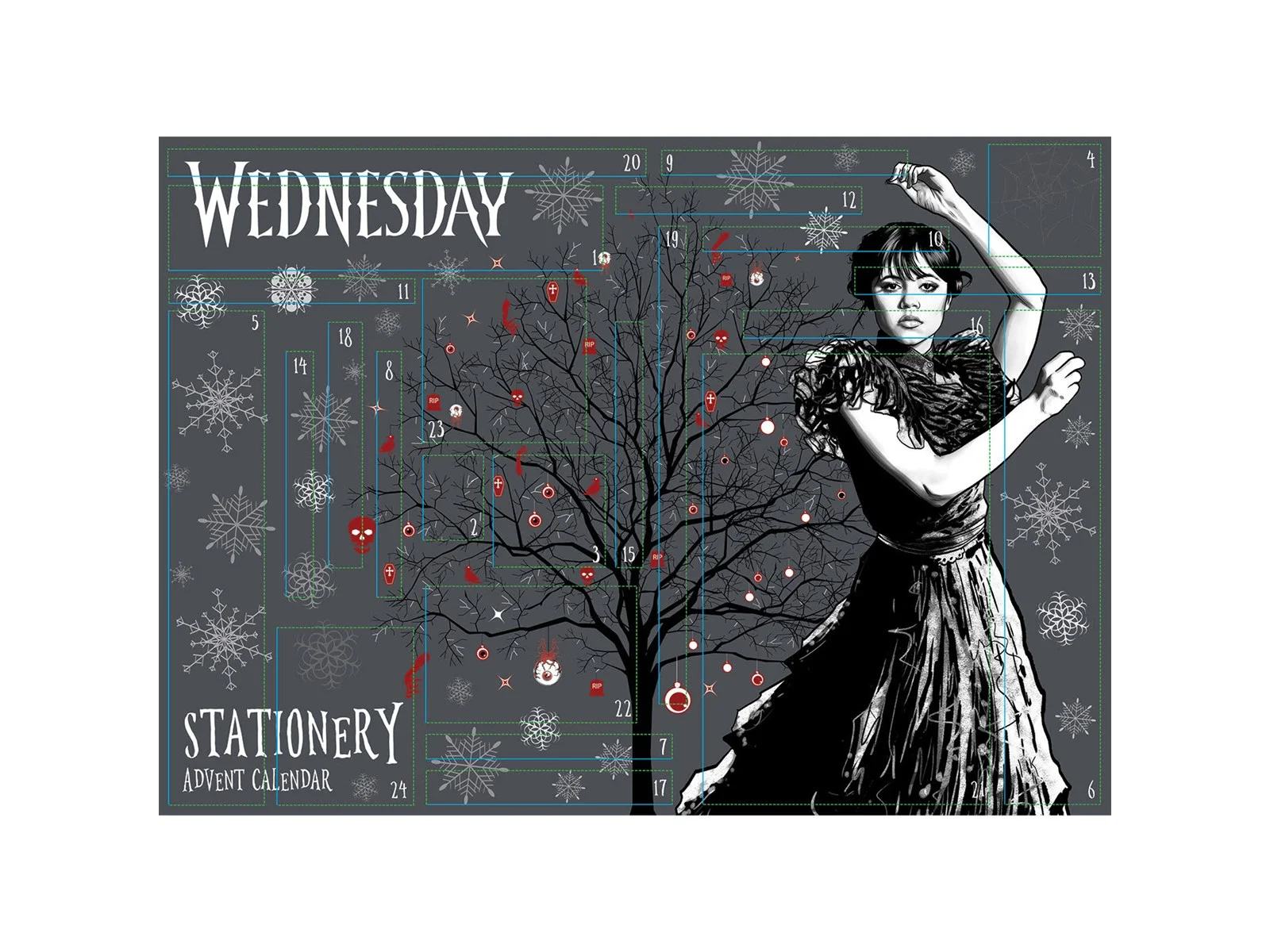 Wednesday adventskalender med stationery-set
