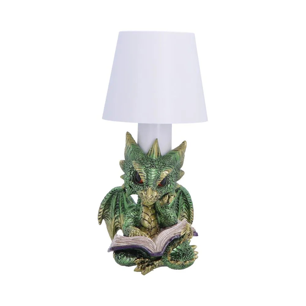 Grön draklampa med bok