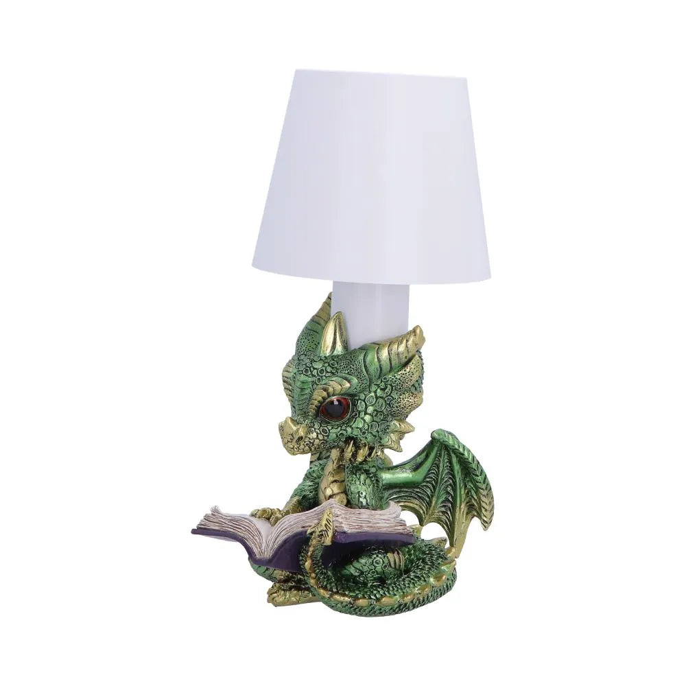 Grön draklampa med bok