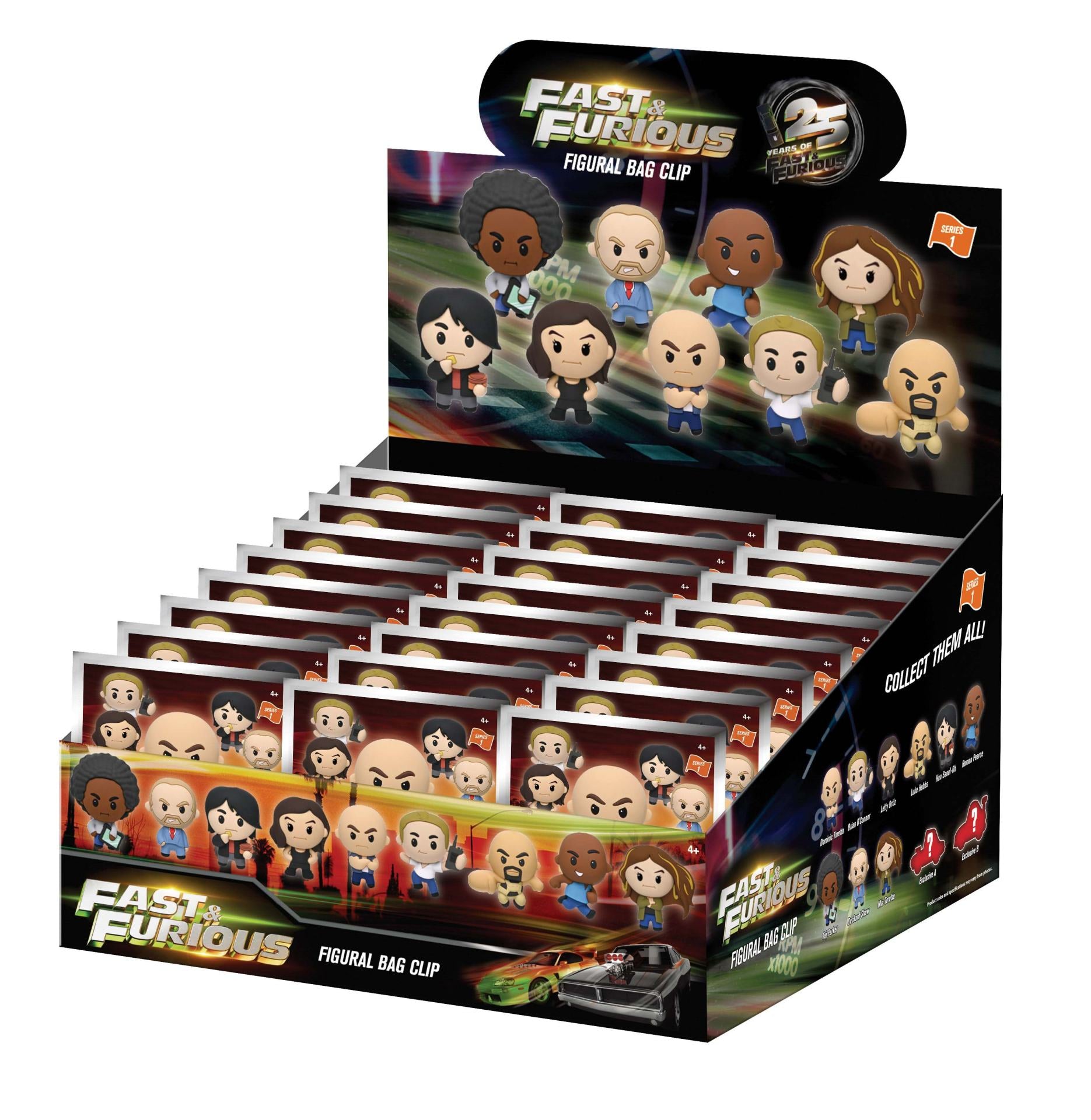 FAST & FURIOUS 25TH ANNIVERSARY BAG CLIP BLIND BOX DISPLAY (24)