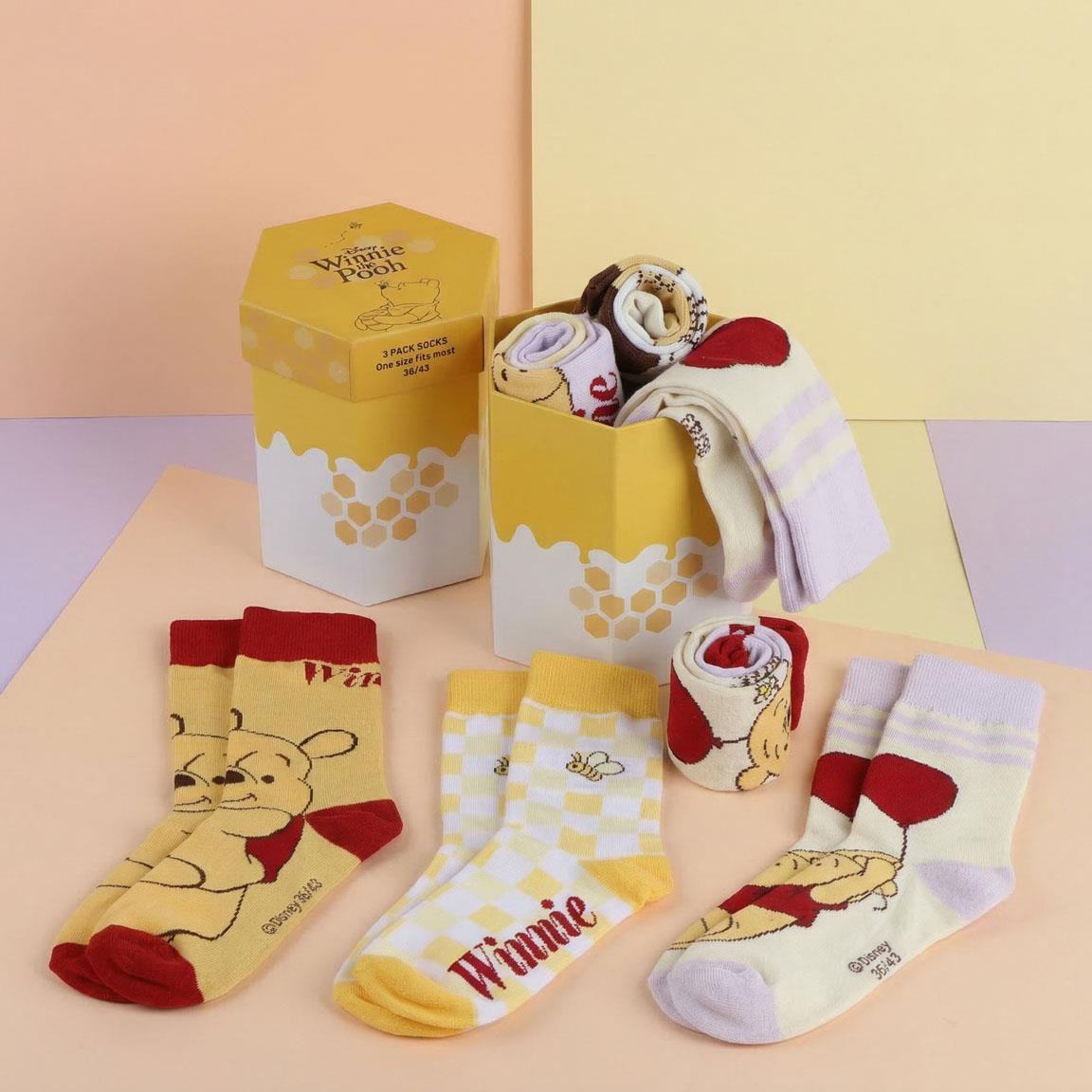DISNEY WINNIE THE POOH SOCKS GIFT SET PACK (3)
