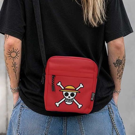 ONE PIECE LUFFY JOLLY ROGER CROSSBODY BAG (RED)