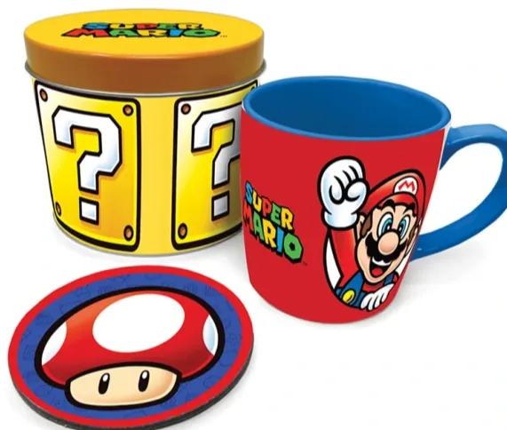 SUPER MARIO LET'S A GO MUG GIFT SET TIN BOX