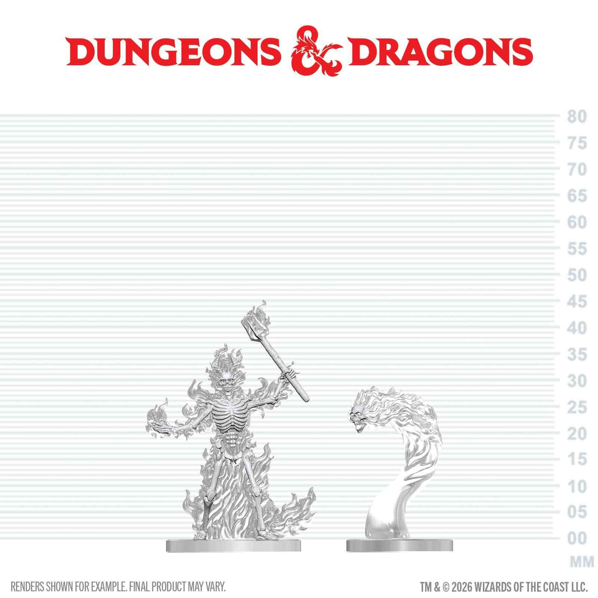 D&D NOLZUR MARVELOUS MINIATURES FLAMING SKELETON & FLAMESKULL