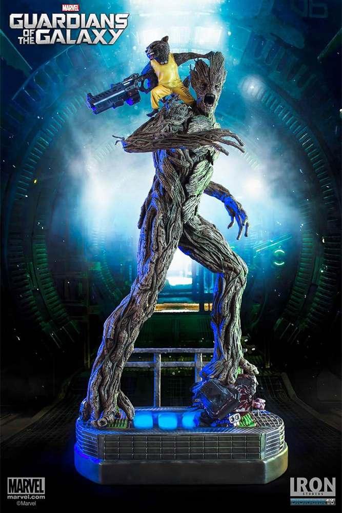 Rocket Raccoon & Groot – Prison Breakout Diorama Figur av Iron Studios ...