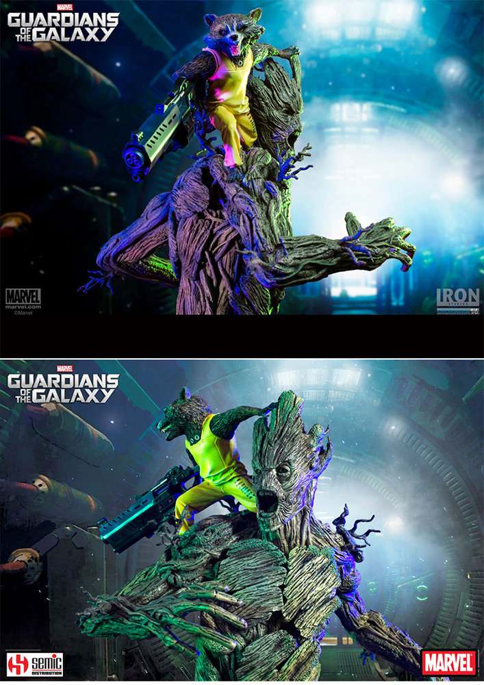 Rocket Raccoon & Groot – Prison Breakout Diorama Figur av Iron Studios semic