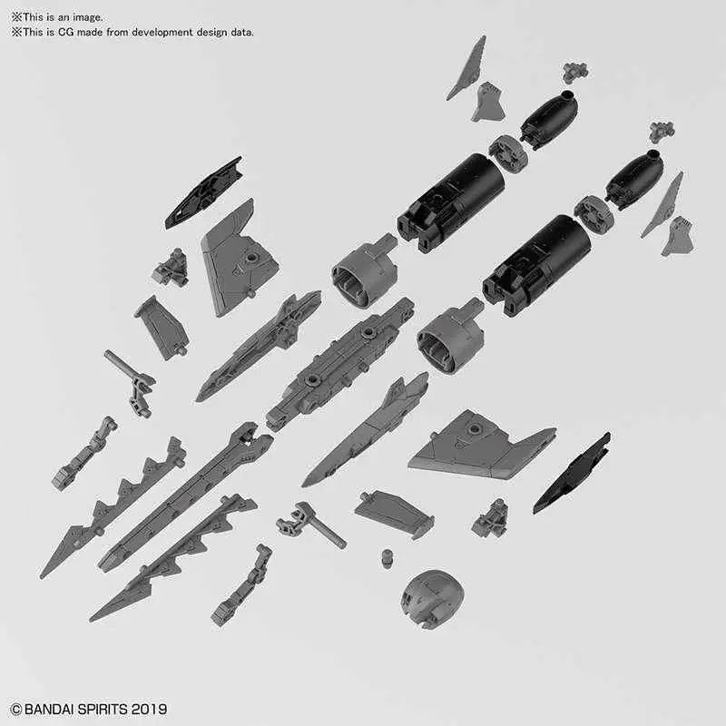 Grå och svarta plastdelar för 30mm EX Arm Vehicle AT Subm L Gundam-modell 1/144