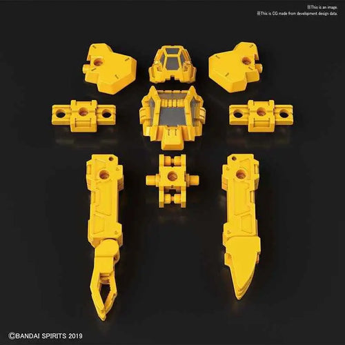 Gula plastdelar för robot i Bandai Spirits 1/144-modellkit