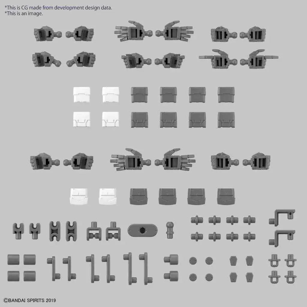Grå och vita plastdelar för 30MM Op Parts Set 12 Hand Parts 1/144 Gundam-modell