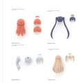 Orange och grå plastiga hårdelar för figurin i 30ms Opt Hair Style Parts Vol 7 - All 4 Ty