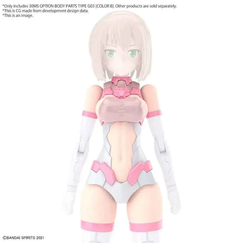 Rosa och vit plastfigur av kvinnlig animekaraktär med kort blont hår, 30ms Option Body Parts Typ G03 Färg B
