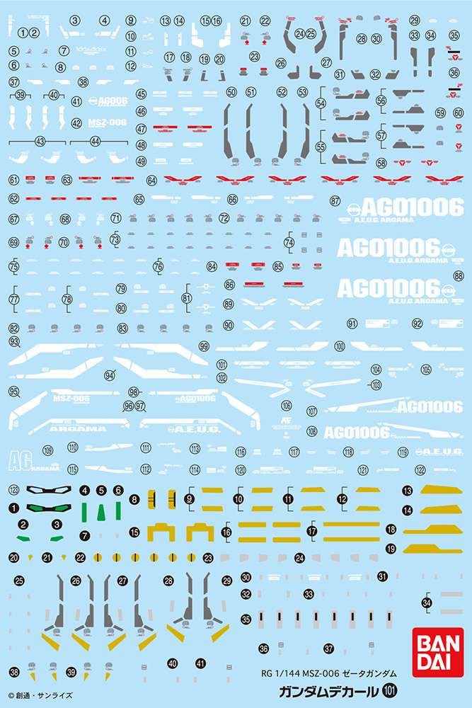 Gundam Decal RG Gundam Z - Detaljerad Dekal för Modeller bandai model kit gunpla