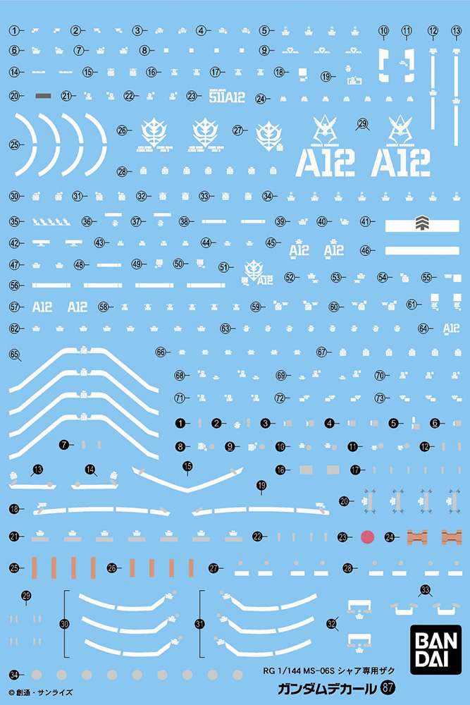 Gundam Decal RG Zaku MS-06S - Detaljerad Dekaluppsättning bandai model kit gunpla