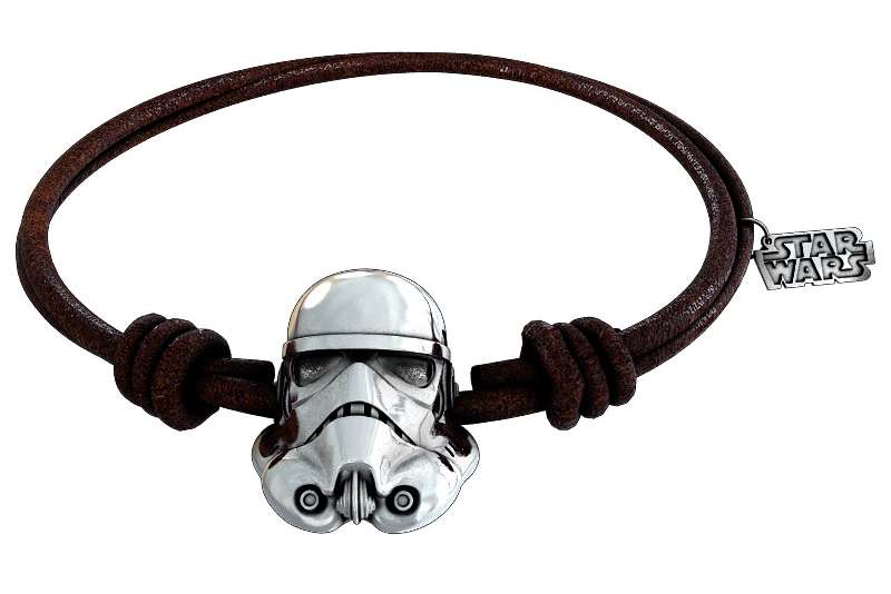 Star Wars Stormtrooper Silver Plated Armband med Brun Läderrem sd toys
