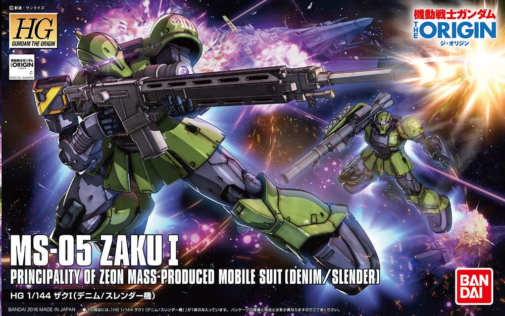 HG Zaku I Denim Slender Origin 1/144 – Byggsats bandai model kit gunpla