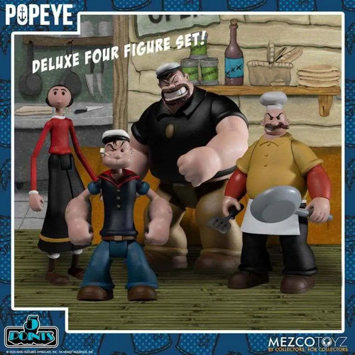Deluxe Popeye-figurer i klassisk tecknadstil med detaljerade skulpturer
