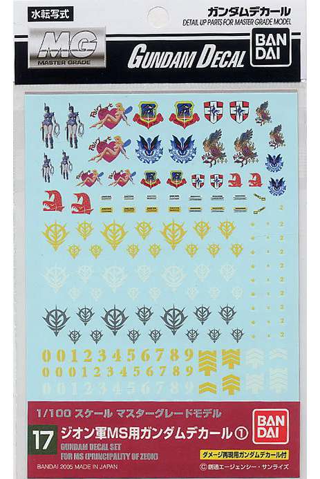 Gundam Decal MG Multi Zeon bandai model kit gunpla