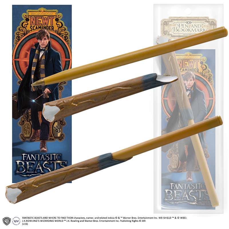 Newt Scamander Pen Set - Harry Potter Wand & Bookmark noble collections