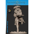 54 mm resinfigur av Astrid från svenska infanteriet i peruk och uniform med musket