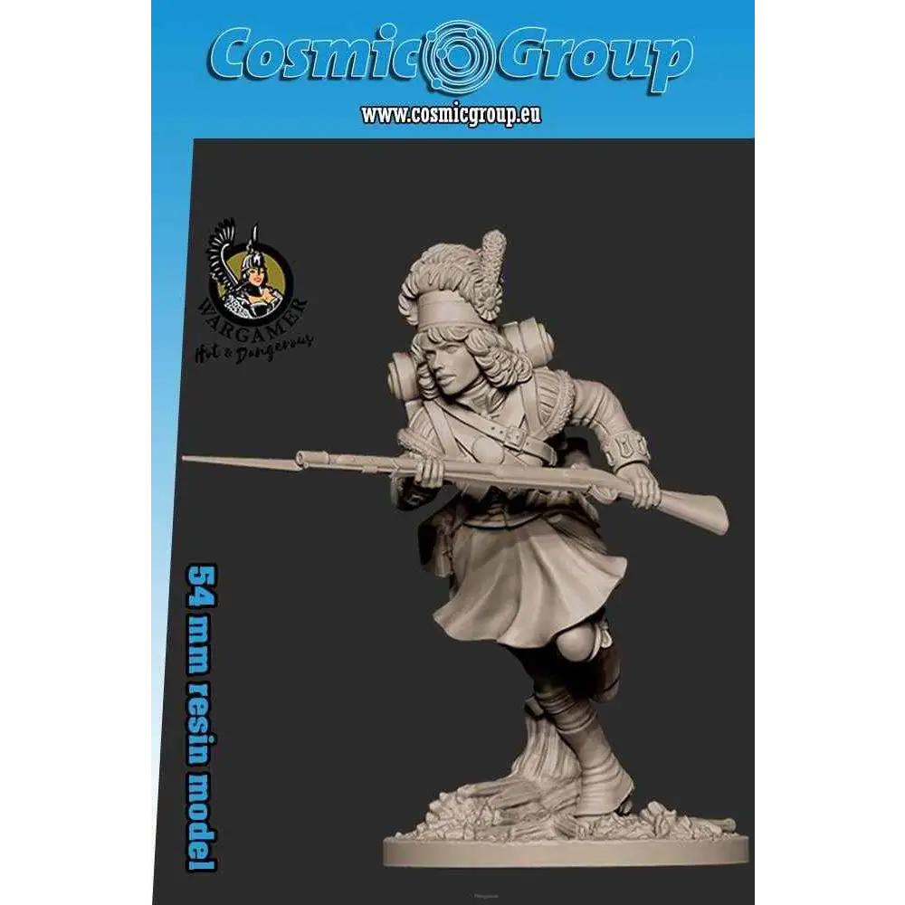 54 mm Fiona från 42nd Highlanders, resinfigur med musket på texturerad bas