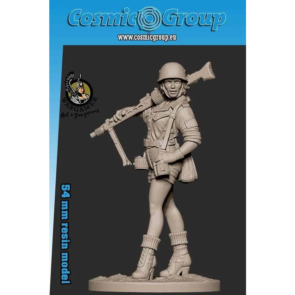54 mm Johanna Dust 1947 Flicka resinmodell av kvinnlig soldat i stridsutrustning med höga stövlar