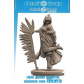 54 mm Olenka the Winged Hussar: gråhartsminiatyr av kvinnlig krigare i rustning och fjäderkappa med spjut