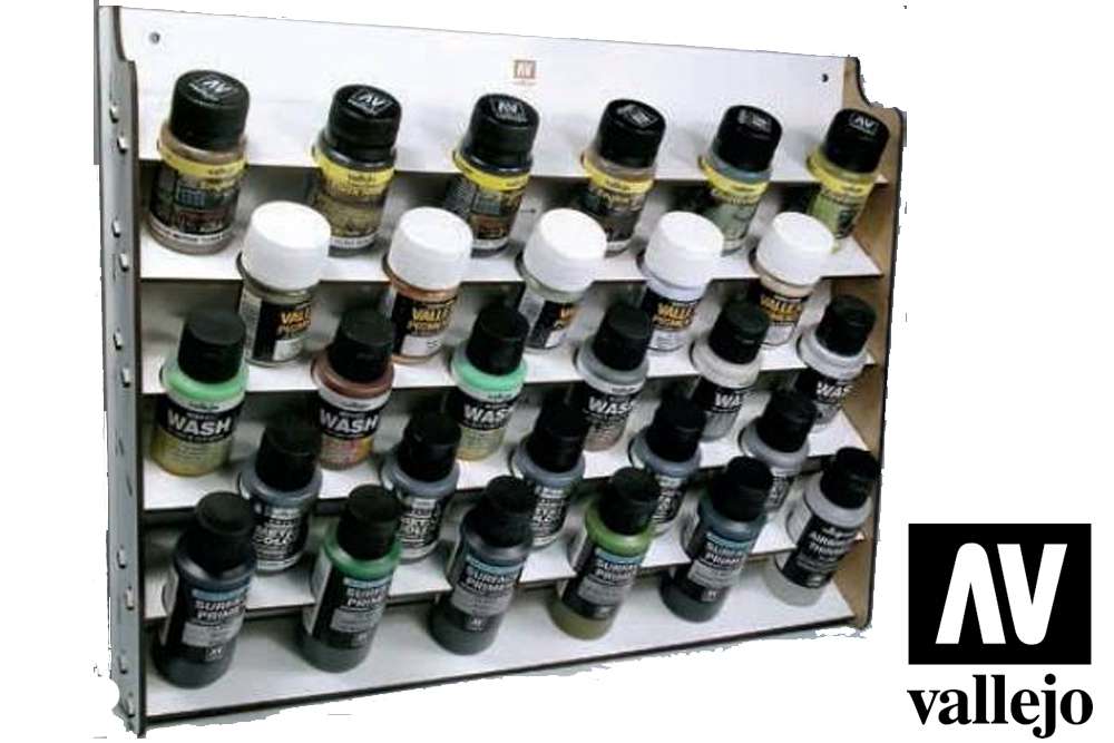 Väggmonterad färghållare för 35ml och 60ml flaskor vallejo