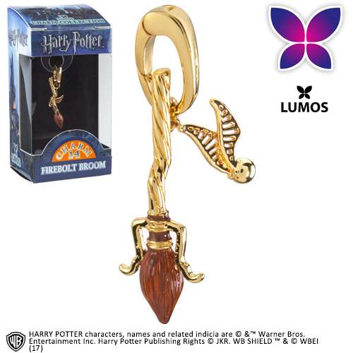 HP Lumos Firebolt Broom Charm - En Magisk Detalj för Din Samling noble collections