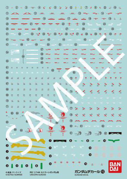 Gundam Decal 1/144 RG Gundam Unicorn bandai model kit gunpla