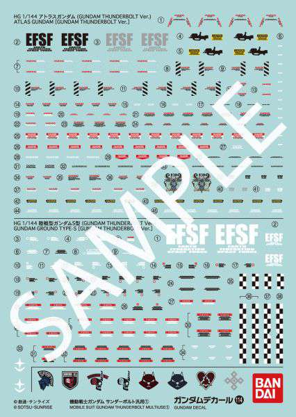 Gundam Decal 114 Gundam Thunderb Multi 2 - Detaljerad Dekalset bandai model kit gunpla
