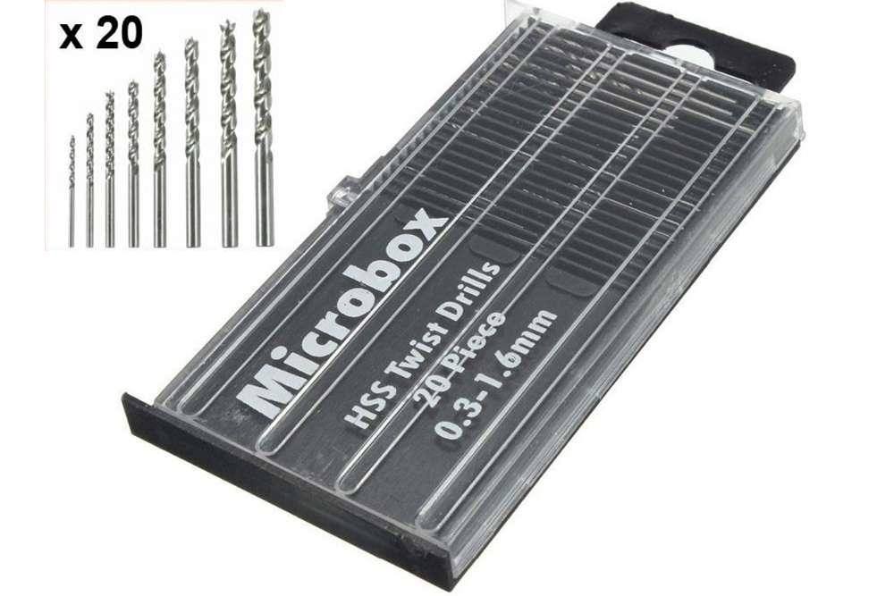 Microbox borrbits set (20) 0.3-1.6mm - Robotto