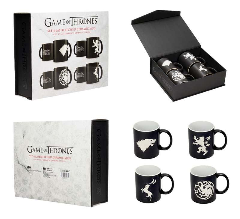 Got Houses Emblem B/W 4 Mug Set - Robotto