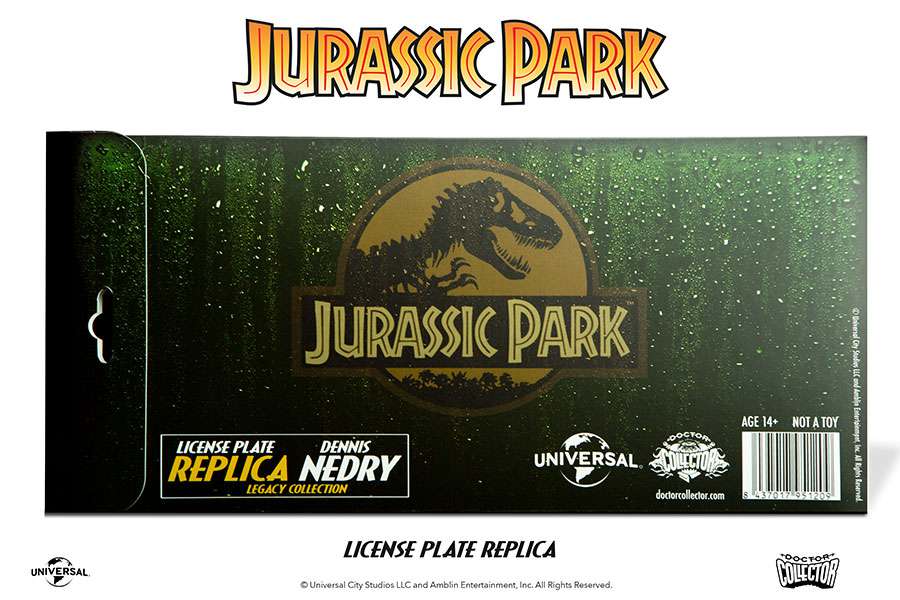 Jurassic Park Dennis Nedry Registreringsskylt Replica doctor collector
