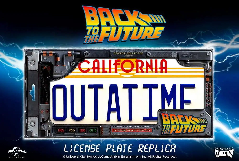 Registreringsskylt OUTATIME från Back to the Future – samlarobjekt i filmstil