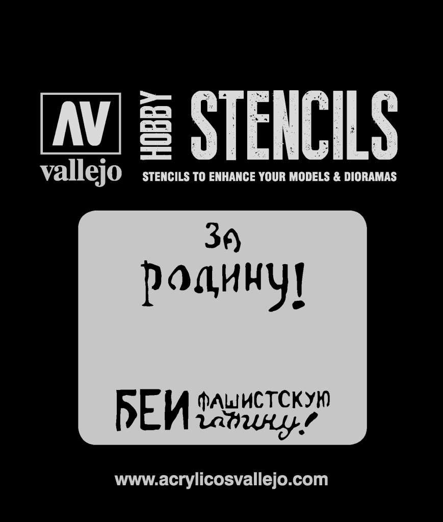 Stencil STAFV005 Sovjetiska Slogans WWII 2 vallejo