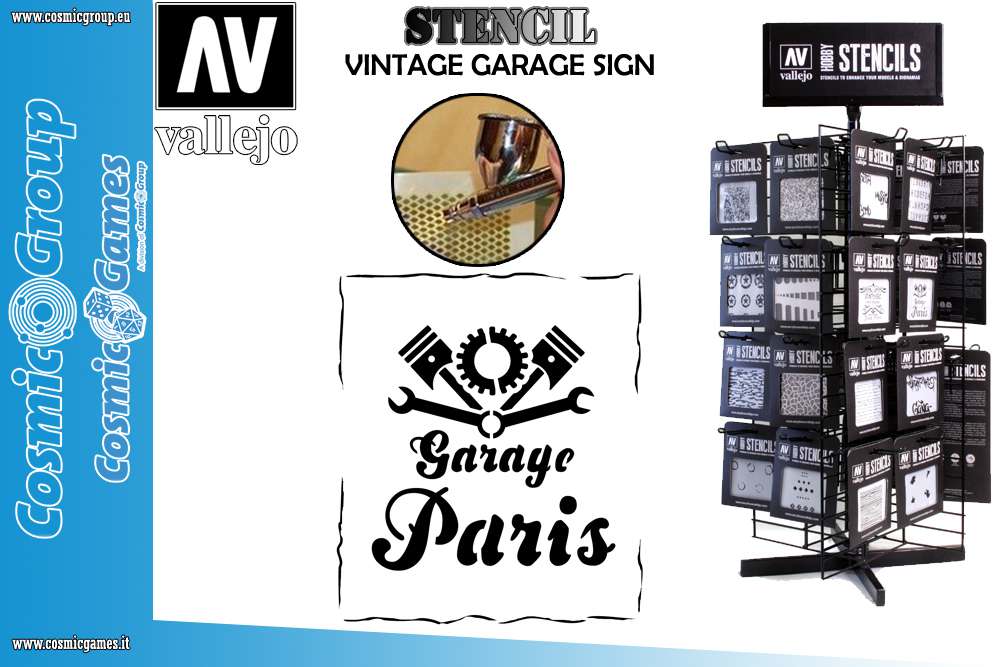 Stencil Stlet001 Vintage Garage Skylt vallejo